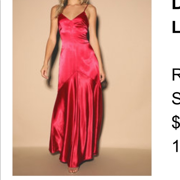 Lulus Dresses & Skirts - Lulus red satin asymmetrical dress